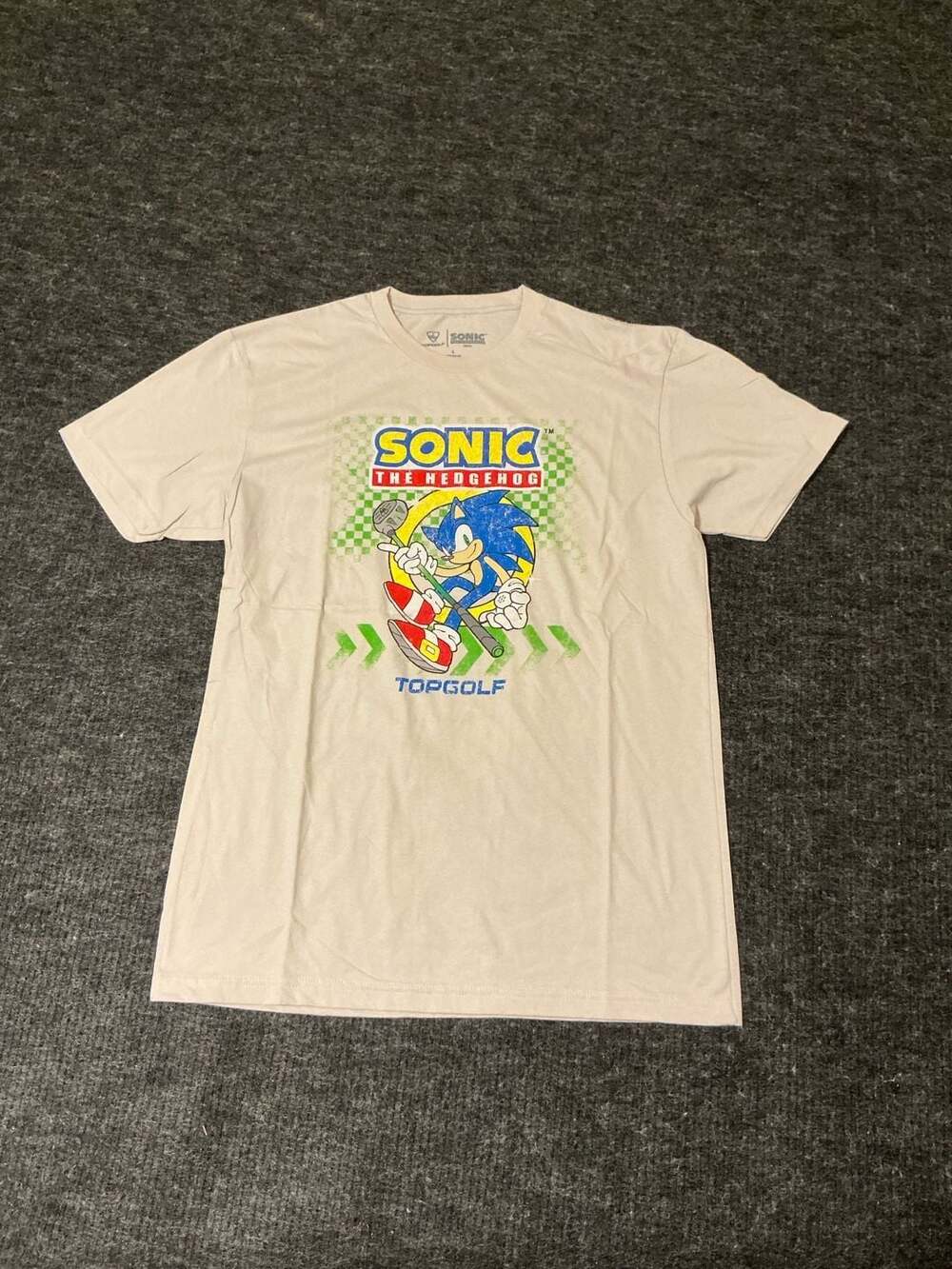 Topgolf Sonic The Hedgehog Graphic T-Shirt Beige Size L